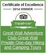 TripAdvisor Great Wall hiking certificate 2014
