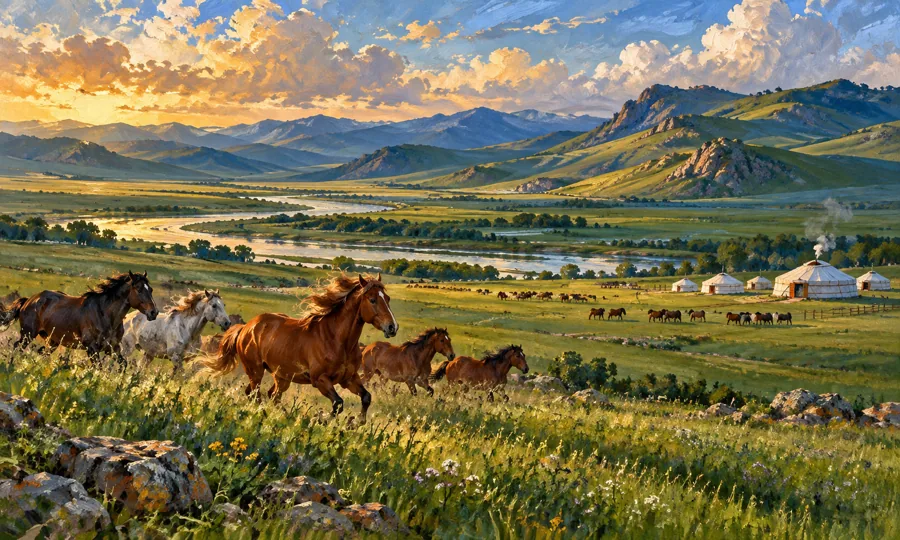 Oil painting inspired by Inner Mongolia Adventure